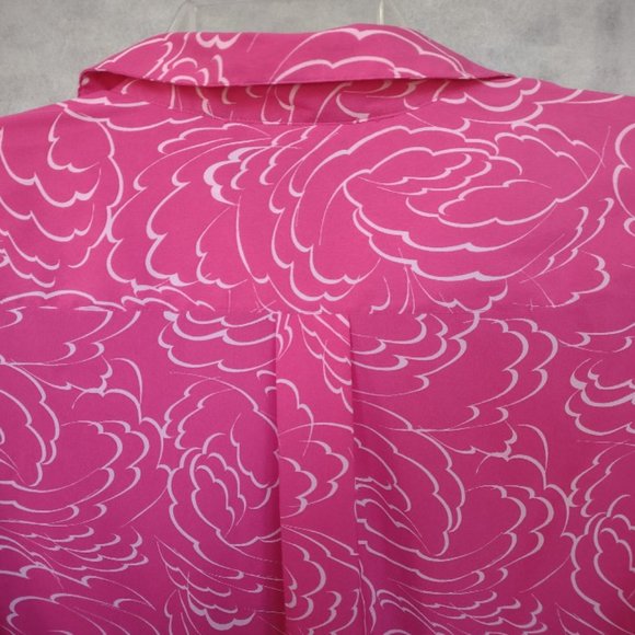 Attention Button Down Blouse Pink White Size Medium Long Sleeve EUC - Picture 9 of 11